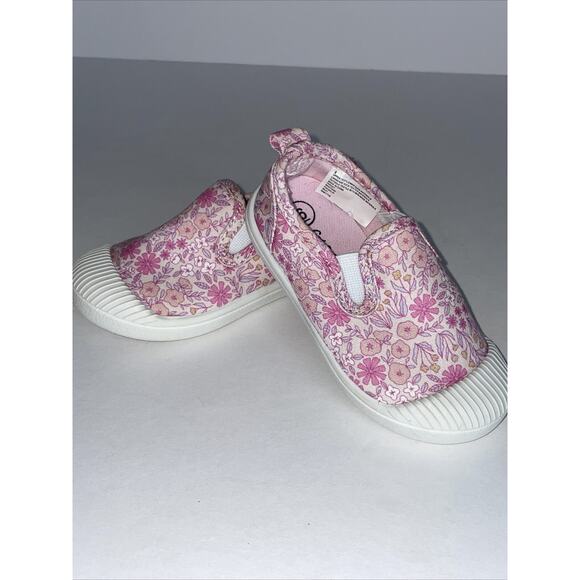 Cat & Jack Other - Cat And Jack Girls Infants Size 6 Pink Floral Cloth Slipon Shoes